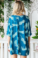 Blue Tiger Print Top