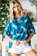 Blue Tiger Print Top