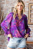 Magenta Animal Print Ruffle Top