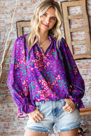 Magenta Animal Print Ruffle Top