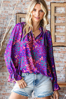 Magenta Animal Print Ruffle Top