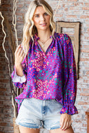 Magenta Animal Print Ruffle Top