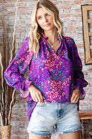 Magenta Animal Print Ruffle Top