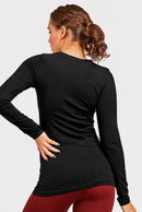 SOFRA LADIES LONG SLEEVE CLASSIC FIT CREW NECK T-SHIRT (TR025_BLACK)