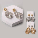 Two-Tone Floral Drop Statement Earrings 39845GS (12 units)