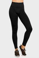 SOFRA LADIES HIGH WAIST FLEECE EXTRA-WIDE BAND LEGGINGS (TX701)