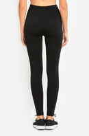 SOFRA LADIES HIGH WAIST FLEECE EXTRA-WIDE BAND LEGGINGS (TX701)