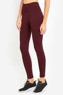 SOFRA LADIES HIGH WAIST FLEECE EXTRA-WIDE BAND LEGGINGS (TX701)