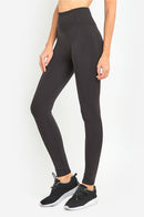 SOFRA LADIES HIGH WAIST FLEECE EXTRA-WIDE BAND LEGGINGS (TX701)