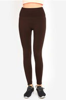 SOFRA LADIES HIGH WAIST FLEECE EXTRA-WIDE BAND LEGGINGS (TX701)
