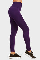 SOFRA LADIES HIGH WAIST FLEECE EXTRA-WIDE BAND LEGGINGS (TX701)