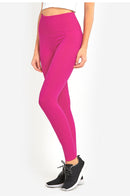 SOFRA LADIES HIGH WAIST FLEECE EXTRA-WIDE BAND LEGGINGS (TX701)