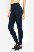 SOFRA LADIES HIGH WAIST FLEECE EXTRA-WIDE BAND LEGGINGS (TX701)