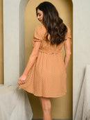 WOMEN'S SHORT PUFF SLEEVE POLKA DOT MINI DRESS