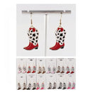 Western Cow Print Boot Dangle Earrings 5958 (12 units)