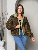 WOMEN'S LONG SLEEVE ANIMAL PRINT BUTTON UP JACKET
