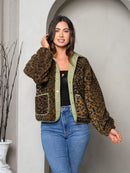 WOMEN'S LONG SLEEVE ANIMAL PRINT BUTTON UP JACKET