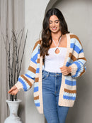 WOMEN'S LONG SLEEVE COLORBLOCK OPEN CARDIGAN