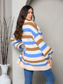 WOMEN'S LONG SLEEVE COLORBLOCK OPEN CARDIGAN