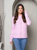 WOMEN'S LONG SLEEVE KNIT LACE FRONT DETAILED SWEATER