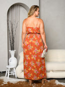 PLUS SIZE SLEEVELESS FLORAL SIDE SLIT MAXI DRESS