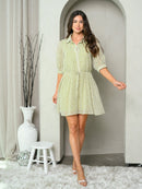 WOMEN'S 3/4 SLEEVE PLAID COLLAR MINI DRESS