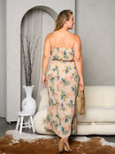 PLUS SIZE SLEEVELESS FLORAL SIDE SLIT MAXI DRESS