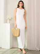 WOMEN'S SLEEVELESS BODYCON SIDE SLIT MAXI DRESS
