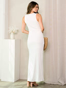 WOMEN'S SLEEVELESS BODYCON SIDE SLIT MAXI DRESS