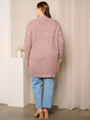 PLUS SIZE LONG SLEEVES OPEN FRONT POCKETS CARDIGAN