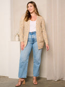 PLUS SIZE LONG SLEEVES OPEN FRONT POCKETS CARDIGAN