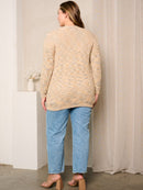 PLUS SIZE LONG SLEEVES OPEN FRONT POCKETS CARDIGAN