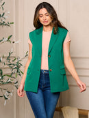 WOMENS SLEEVELESS BUTTON CLOSURE POCKETS VEST
