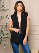 WOMENS SLEEVELESS BUTTON CLOSURE POCKETS VEST