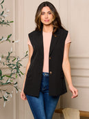 WOMENS SLEEVELESS BUTTON CLOSURE POCKETS VEST