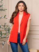 WOMENS SLEEVELESS BUTTON CLOSURE POCKETS VEST