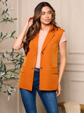WOMENS SLEEVELESS BUTTON CLOSURE POCKETS VEST