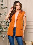 WOMENS SLEEVELESS BUTTON CLOSURE POCKETS VEST