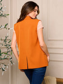 WOMENS SLEEVELESS BUTTON CLOSURE POCKETS VEST