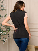 WOMENS SLEEVELESS OPEN FRONT SELF TIE VEST