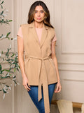 WOMENS SLEEVELESS OPEN FRONT SELF TIE VEST
