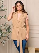 WOMENS SLEEVELESS OPEN FRONT SELF TIE VEST