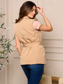 WOMENS SLEEVELESS OPEN FRONT SELF TIE VEST