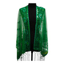 Sequin Chiffon Embellished Fringe Sheer Shawl Wrap Scarf SC309B (12pc)
