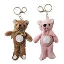 Rhinestone Ribbon Bear Plush Key Chain KC922-14R (12PC)