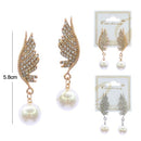 Wings Shape Rhinestone With Pearl Earring 2629GS (12 units)