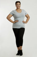 SOFRA LADIES COTTON CAPRI LEGGINGS PLUS SIZE (WP4001X_BLACK)