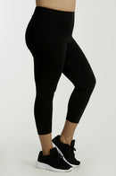 SOFRA LADIES COTTON CAPRI LEGGINGS PLUS SIZE (WP4001X_BLACK)
