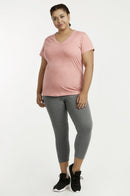 SOFRA LADIES COTTON CAPRI LEGGINGS PLUS SIZE (WP4001X_CHC-GR)