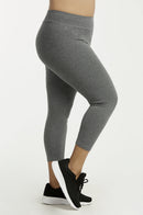 SOFRA LADIES COTTON CAPRI LEGGINGS PLUS SIZE (WP4001X_CHC-GR)